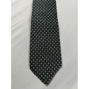 HAROLD POWELL 100% Silk Tie Dark Green Micro Diamond Pattern Formal Neckwear